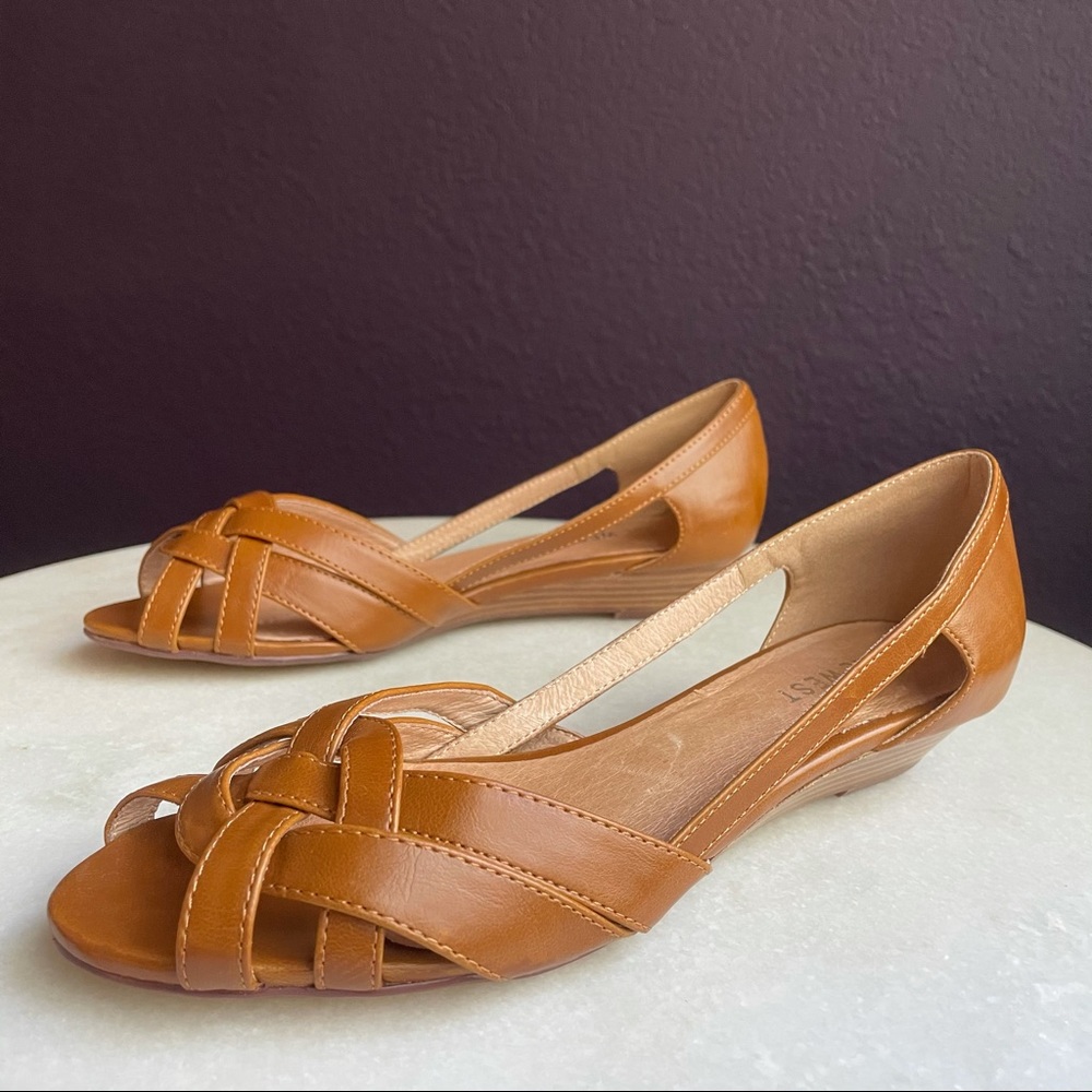 Nine West Brown Wedge Sandals